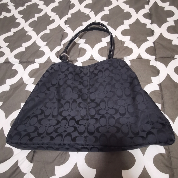 Coach North South Black Canvas Tote Bag Purse - Picture 1 of 4